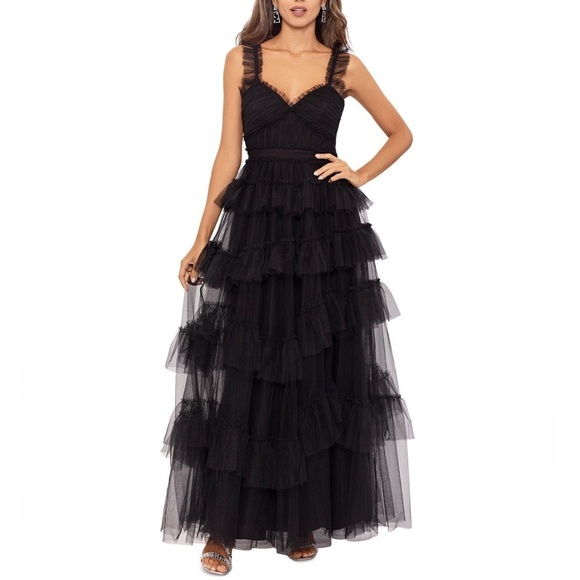 Betsy & Adam Women's Ruffled Tiered Gown size 12 new with tags - Picture 3 of 11